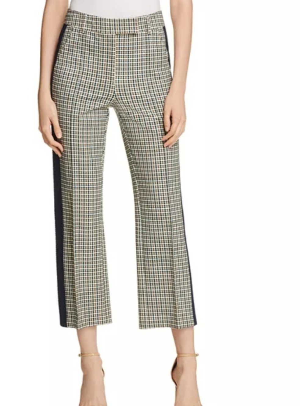 Tory Burch Martine straight pants Size 6 Checkered Black/pink/white